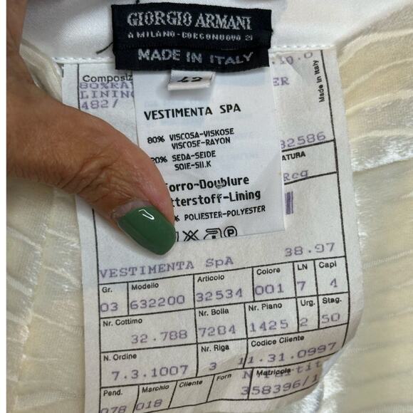 Vintage Giorgio Armani Vestimenta Spa silk blend Textured Trousers size 42 - Picture 3 of 9